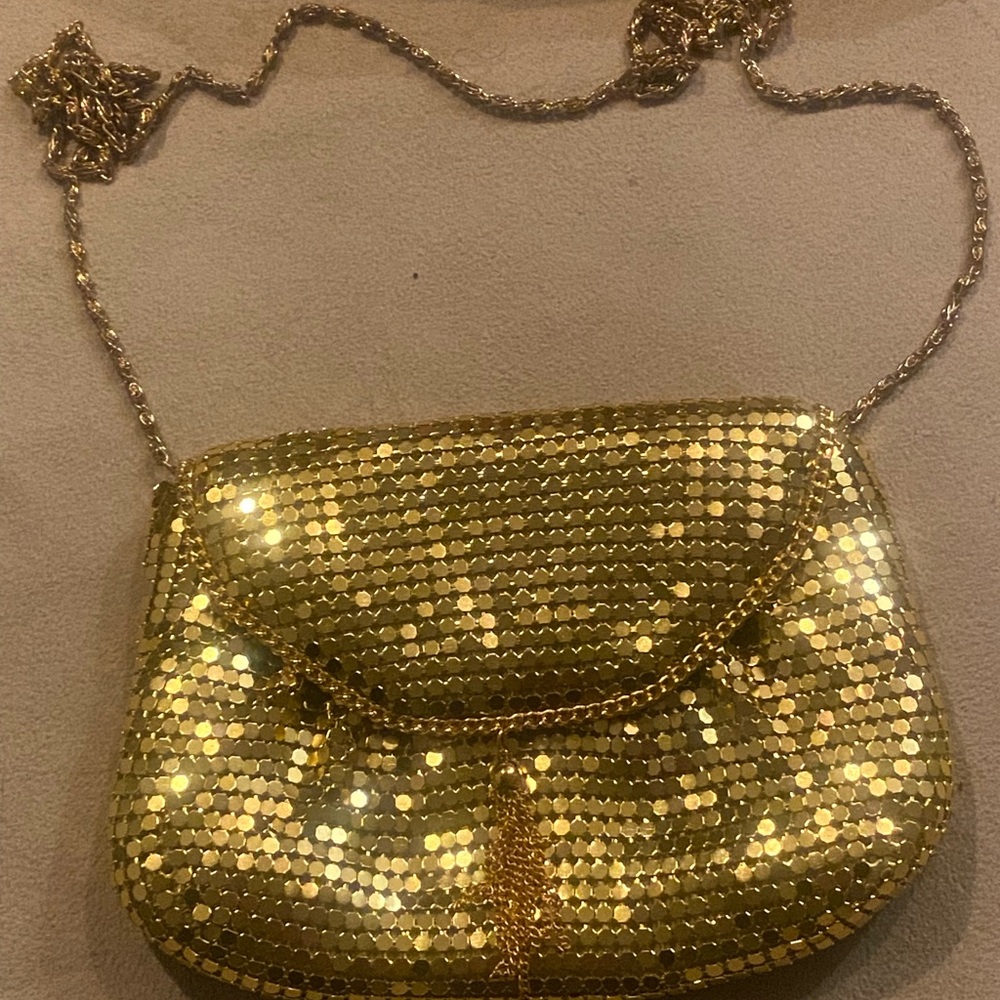 Vintage Gold Sequin Chain Shoulder Bag